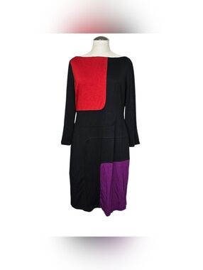Muse Colorblock Shift Dress Red Purple Black Geometric Modernist Career Artistic